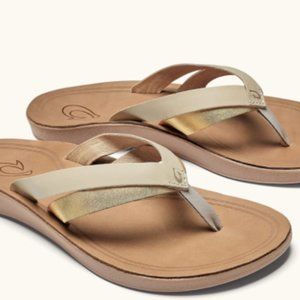 OluKai Kaekae Thong Sandal Leather Flip Flops 9/39